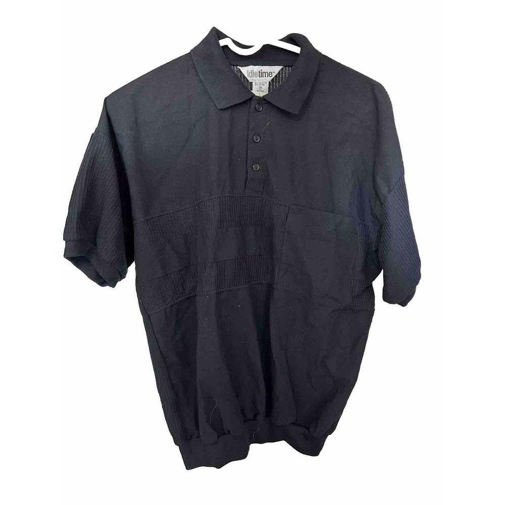 NEW Vintage Idle Time Men's Medium Black Button Collar Shirt